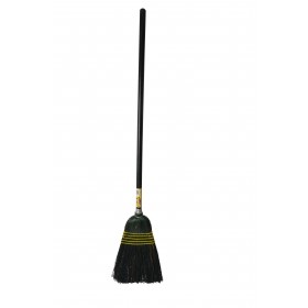 4044 Black Lobby Corn Broom with 42 Inch Long Wood Handle