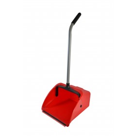 1087 Large Red Lobby Dust Pan with Ergonomic Handle